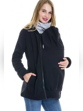 SMALLSHOW Women's Black Maternity & Babywearing Coat M